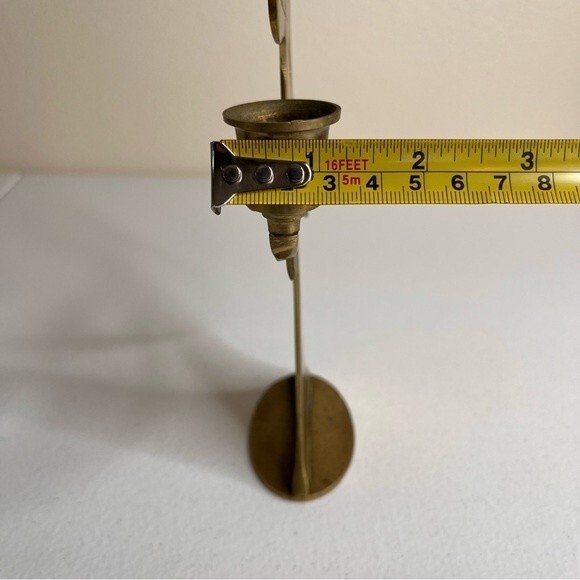 Vintage Brass Angel Candlestick Holder Made in Korea 7.5 Inches Tall Patina - Picture 9 of 10